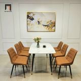  Bộ bàn ăn mặt đá cao cấp 53-BAD6-G5-B67 6 ghế ngồi da giả 