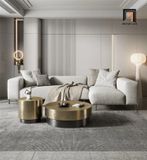  Sofa góc L vải nỉ xám trắng GT241 Moront 2m4 x 1m6 chân inox 