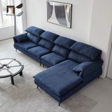  Bộ ghế sofa góc L xanh đậm nỉ GT205 Brescia 3m x 1m7 cao cấp 