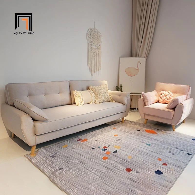  Bộ ghế sofa gia đình vải nỉ KT77 Dropy phối màu xinh xắn 