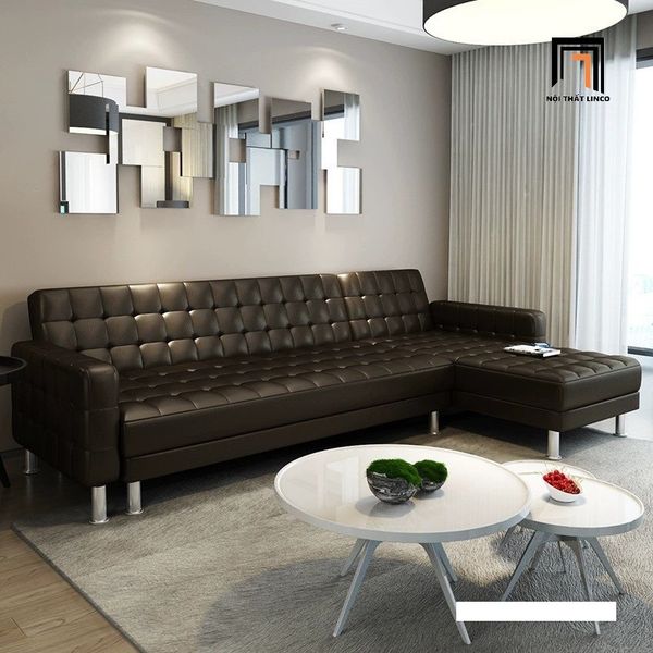 bộ ghế sofa chữ L da bóng