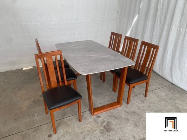 bộ bàn ăn 6 người mặt đá