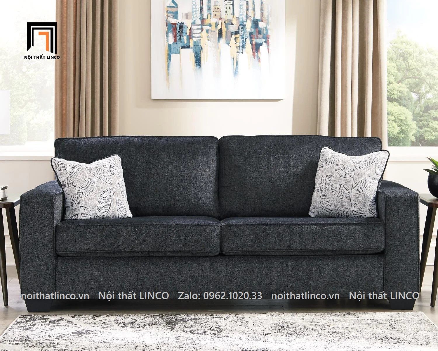 Ghế sofa băng thư giãn BT38-Rima dài 1m9 màu xám đen 
