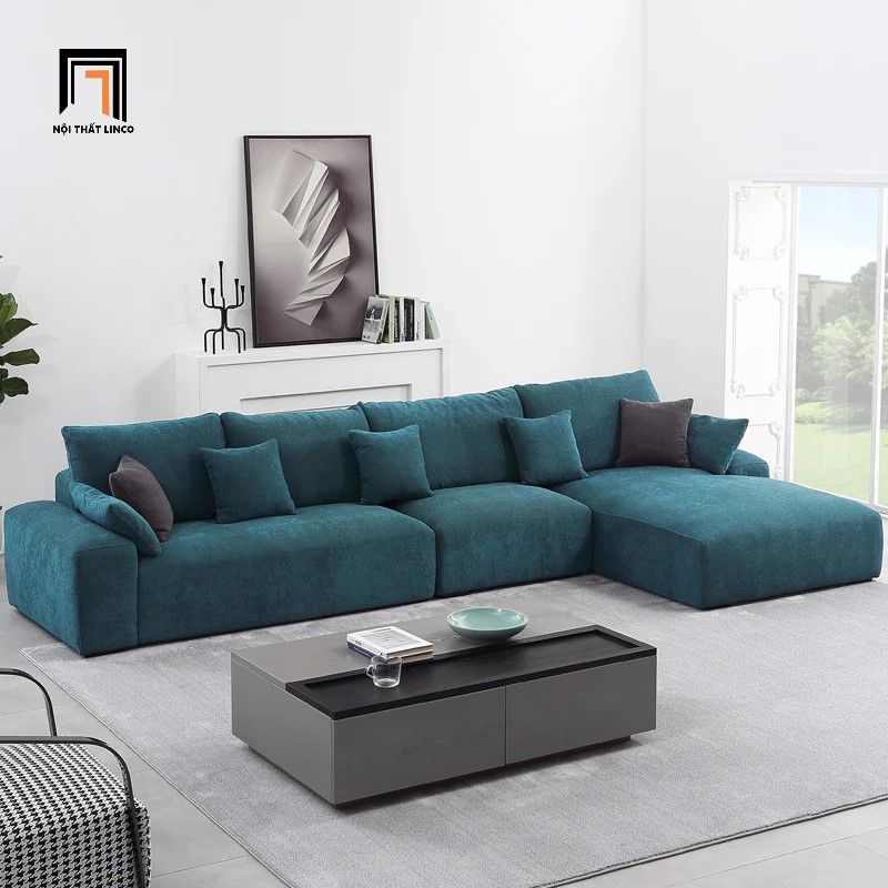  Bộ ghế sofa góc chữ L màu xanh ngọc GT131 Jade 3m2 x 1m6 