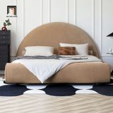  Giường ngủ dài 1m6 x 2m GN58 Dasirae vải nhung màu nâu kem 
