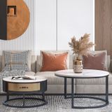  Cặp bàn sofa hình tròn sang trọng BSF27 Stalin mặt đá trắng 