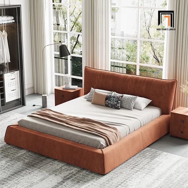 giường ngủ da công nghiệp cam đất