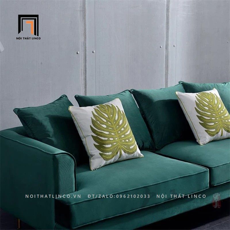  Ghế sofa băng xanh lá vải nhung nỉ BT74 Raven cho căn hộ 