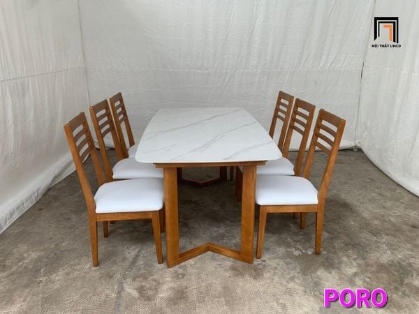 bộ bàn ăn đá 6 ghế ngồi