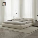  Giường ngủ bọc nệm GN48 Amos màu xám trắng vải nỉ bố 