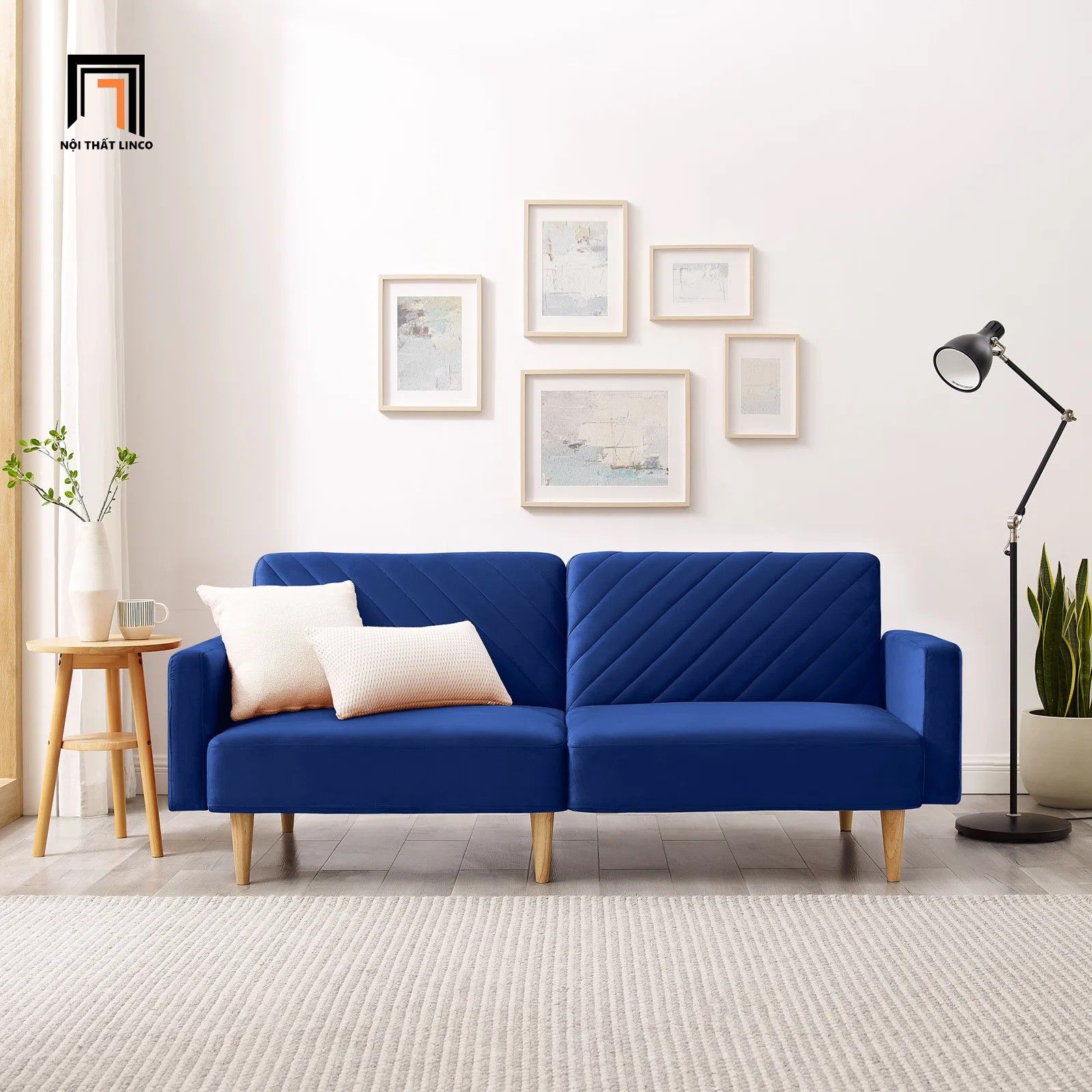  Ghế sofa giường nằm thư giãn GB46 Erdan vải nỉ nhung 1m9 