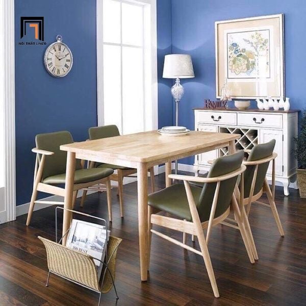 bộ bàn ăn 4 ghế ngồi bọc da pu