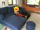  Bộ bàn ghế sofa góc L dài 2m2 x 1m6 nhỏ giá rẻ xanh dương đen 