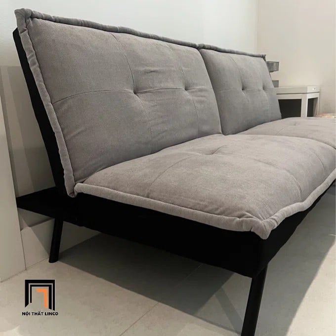  Ghế sofa giường nhỏ giá rẻ GB69 Jimmer 1m8 vải nỉ xám trắng 