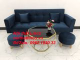  Bộ ghế sofa băng giường nằm xanh dương đậm vải nhung dài 2m 