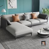  Bộ ghế sofa văn phòng da giả KT112 Lesca phối màu xám đẹp 