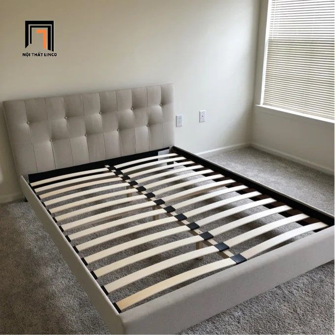  Giường ngủ bọc vải xinh xắn 1m6 x 2m GN4 Mork cho phòng ngủ nhỏ 