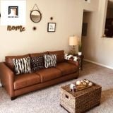  Ghế sofa băng cao cấp BT7 da công nghiệp màu nâu đậm 