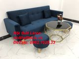  Bộ ghế sofa băng giường nằm xanh dương đậm vải nhung dài 2m 