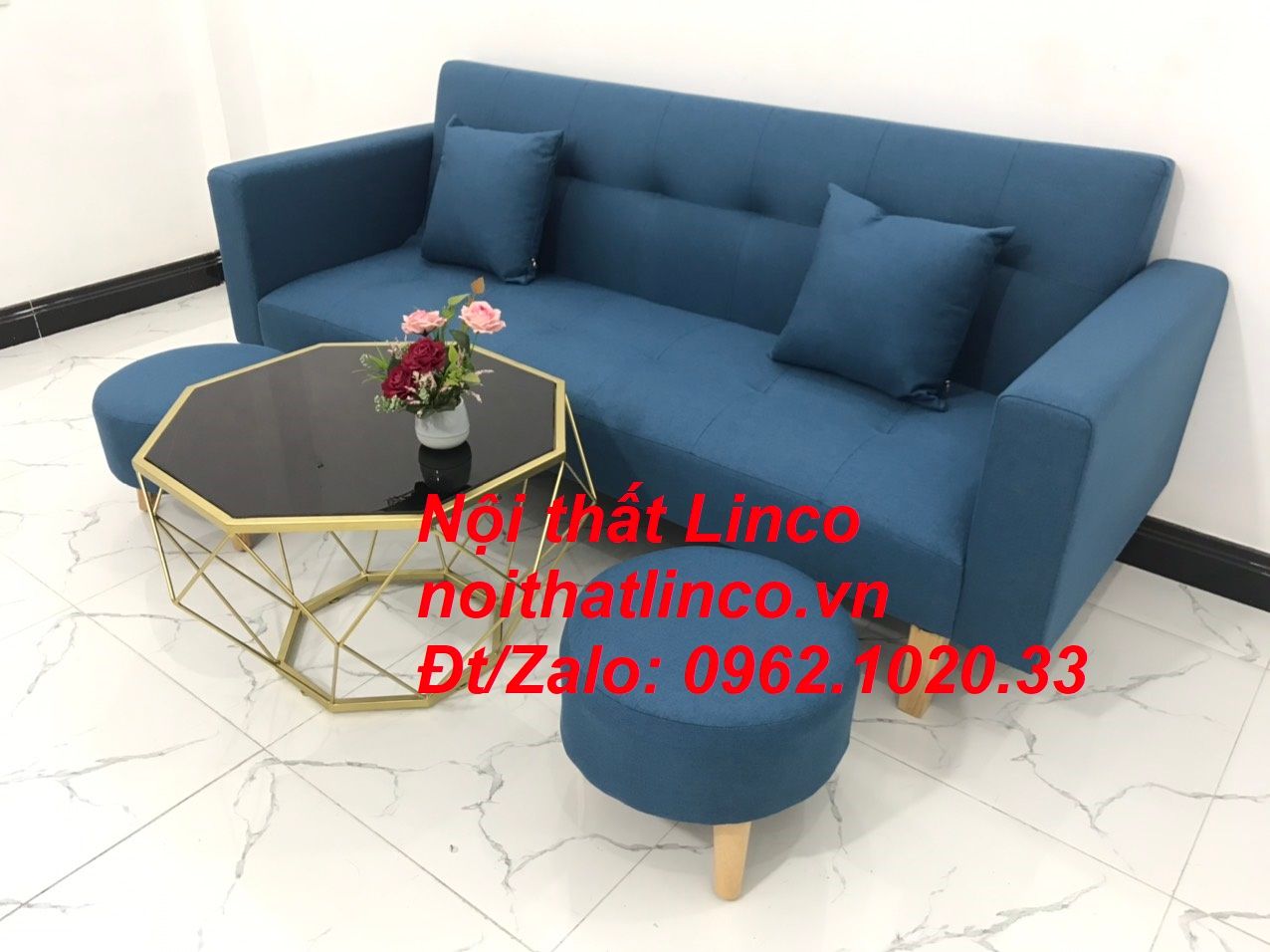  Bộ ghế sofa băng giường nằm dài 2m xanh dương nước biển 