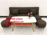  Bộ ghế sofa salon bed giường nằm 1m7 nâu cafe đậm giá rẻ 