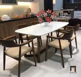  Set bàn ăn 6 ghế 16-KH6-G32-B92 dài 1m6 gỗ cao su tự nhiên 