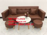  Bộ ghế sofa băng đa năng dài 2m bật giường nằm simili nâu 