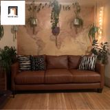  Ghế sofa băng cao cấp BT7 da công nghiệp màu nâu đậm 