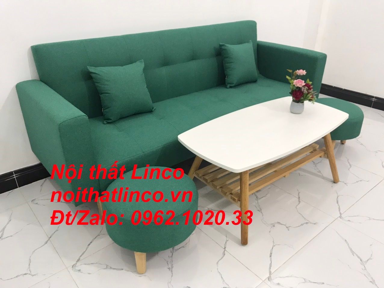  Bộ ghế sofa băng đa năng bật nằm xanh ngọc lá cây dài 2m 