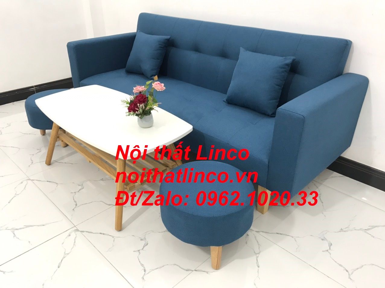  Bộ ghế sofa băng giường nằm dài 2m xanh dương nước biển 