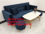  Bộ ghế sofa băng giường nằm xanh dương đậm vải nhung dài 2m 