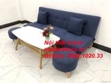  Bộ ghế sofa giường nằm dài 1m7 nhỏ gọn xanh dương đen đậm vải bố 