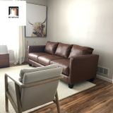  Ghế sofa băng cao cấp BT7 da công nghiệp màu nâu đậm 