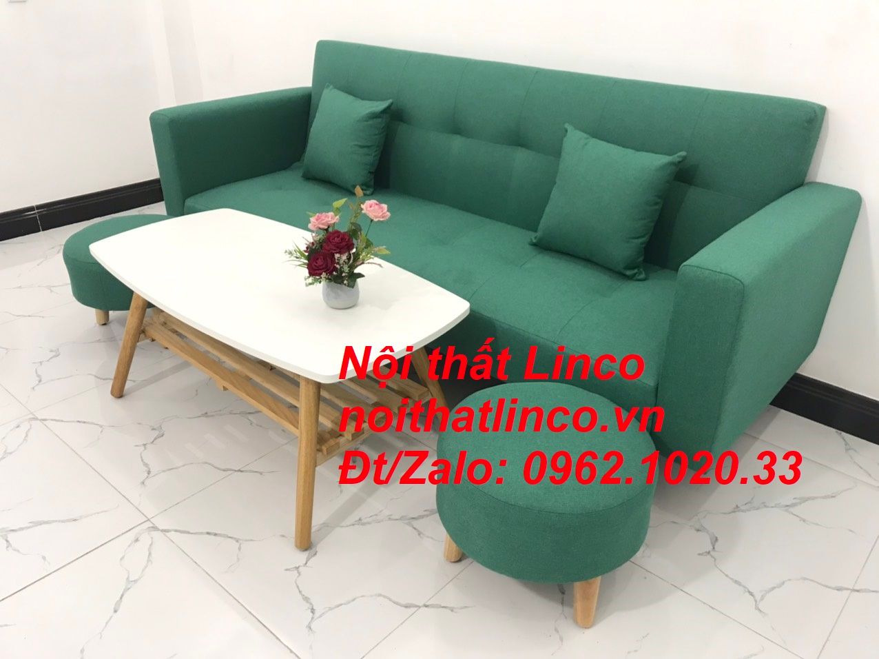  Bộ ghế sofa băng đa năng bật nằm xanh ngọc lá cây dài 2m 