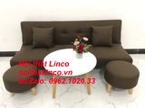  Bộ ghế sofa salon bed giường nằm 1m7 nâu cafe đậm giá rẻ 