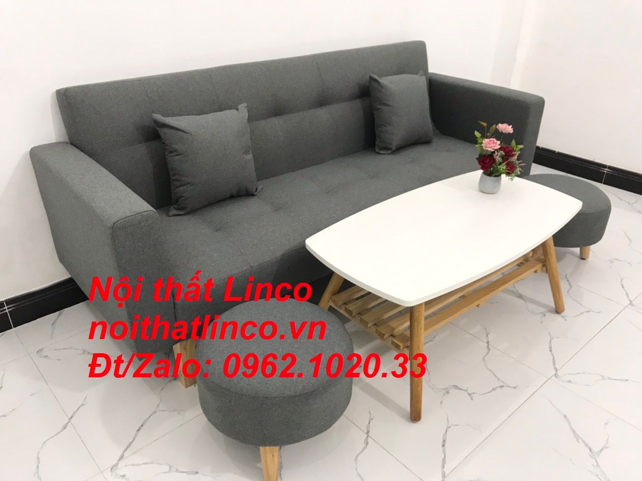  Bộ ghế sofa băng đa năng 2m giường nằm xám đen lông chuột giá rẻ 