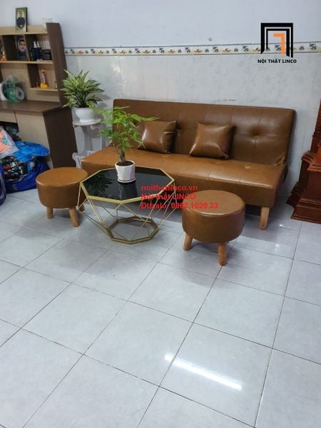 bộ ghế sofa giường da giả sang trọng