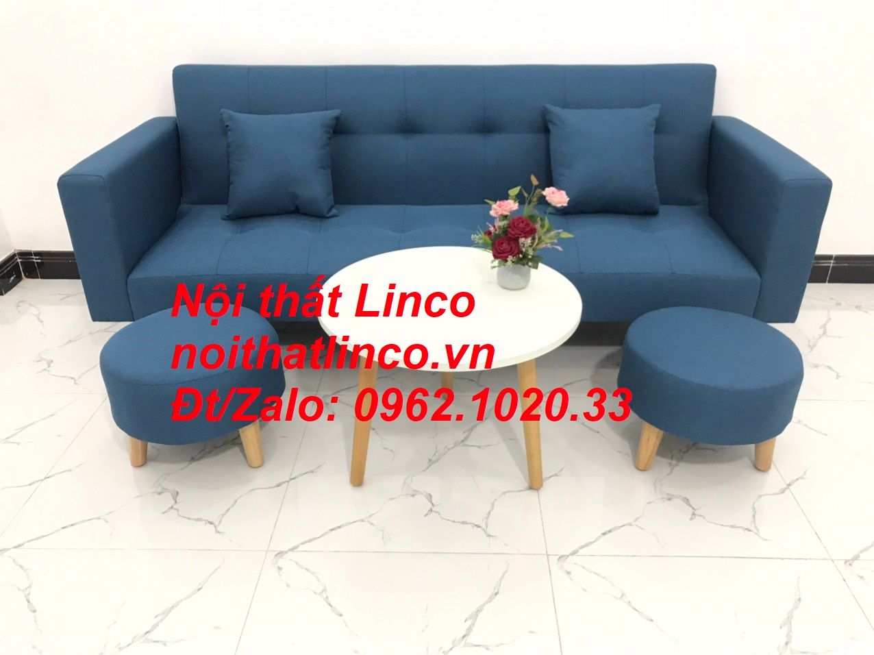  Bộ ghế sofa băng giường nằm dài 2m xanh dương nước biển 