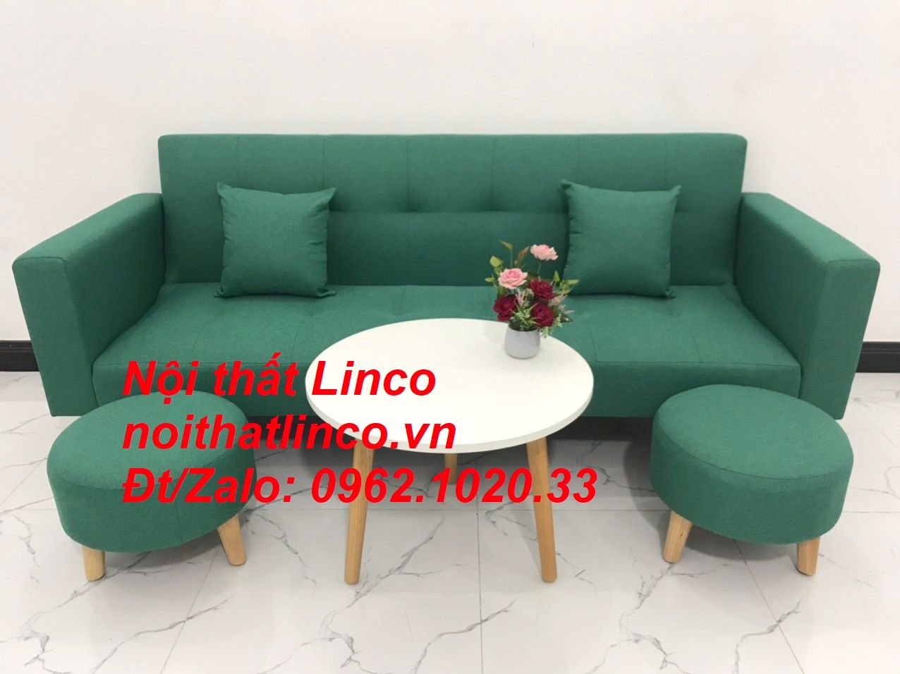  Bộ ghế sofa băng đa năng bật nằm xanh ngọc lá cây dài 2m 