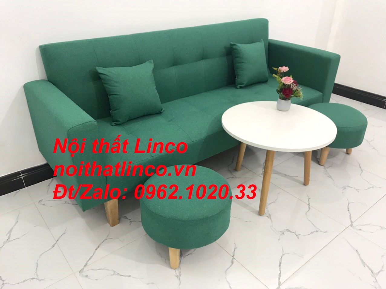  Bộ ghế sofa băng đa năng bật nằm xanh ngọc lá cây dài 2m 