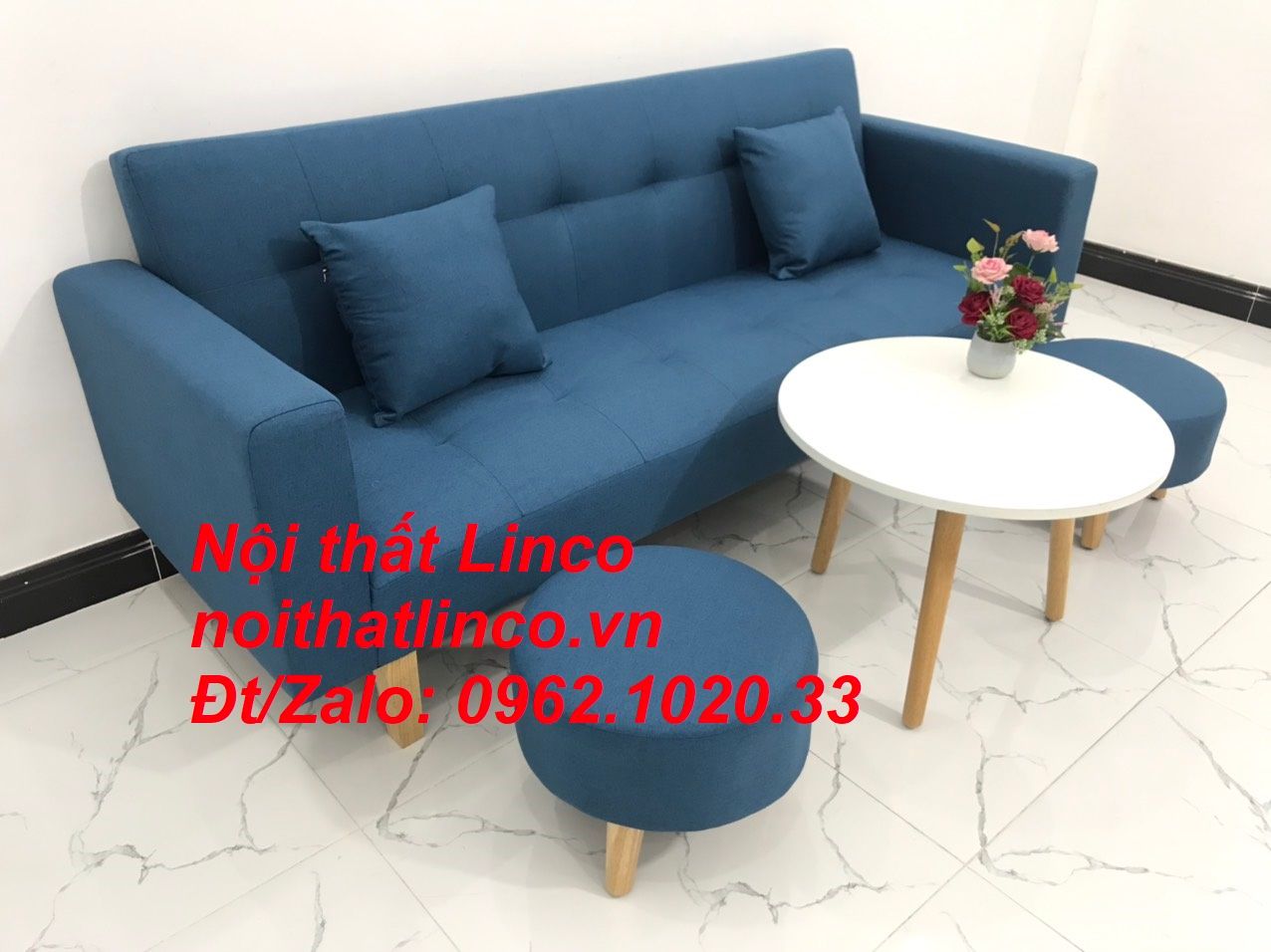  Bộ ghế sofa băng giường nằm dài 2m xanh dương nước biển 