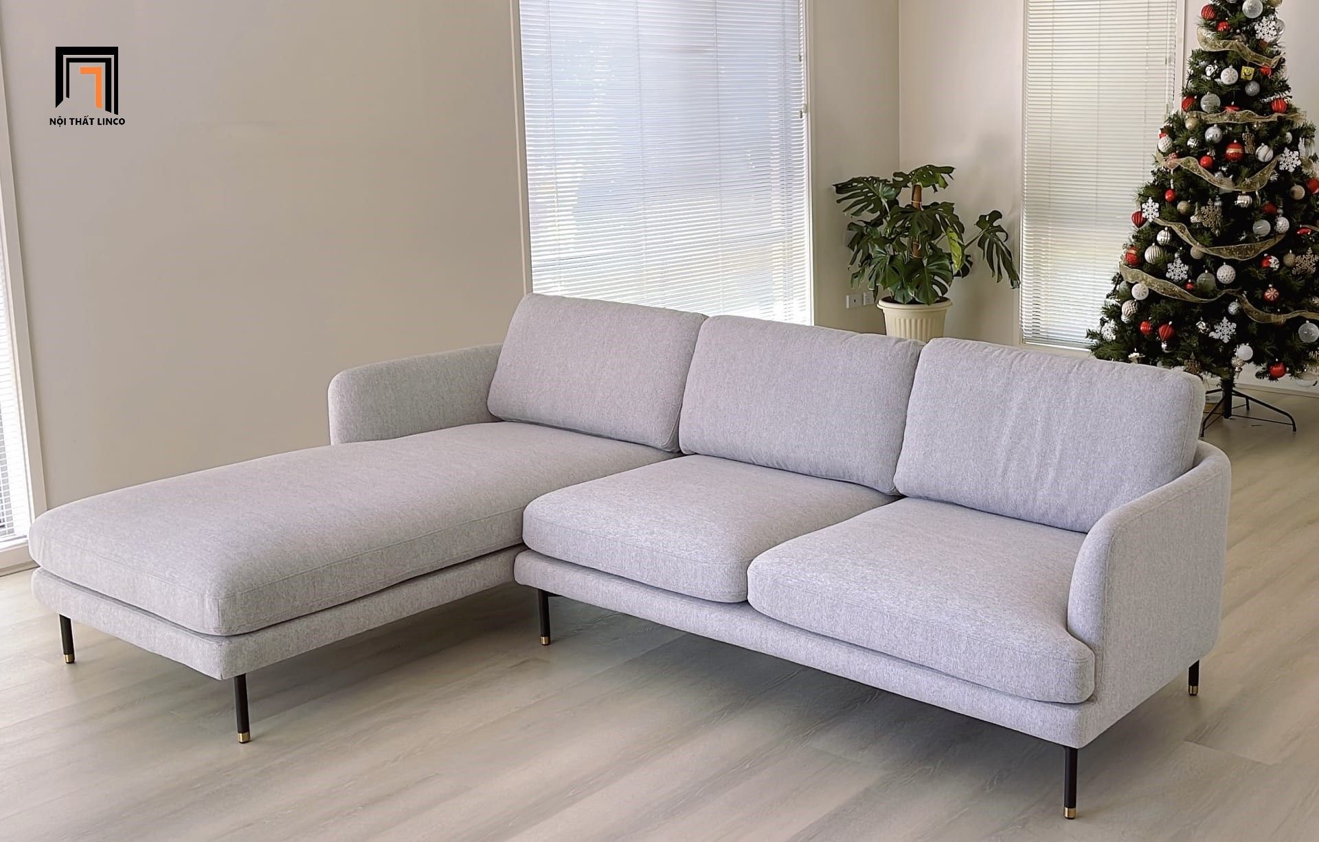  Bộ ghế sofa góc cong GT130 Pebble 2m4 x 1m6 xám trắng 