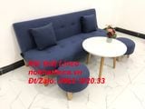  Bộ ghế sofa giường nằm dài 1m7 nhỏ gọn xanh dương đen đậm vải bố 