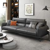  Bộ ghế sofa phòng khách hiện đại KT69 Flamy da giả đen 