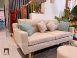  Ghế sofa băng BT113 Saxon dài 1m9 vải bố cotton trắng kem 