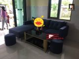  Bộ bàn ghế sofa góc L dài 2m2 x 1m6 nhỏ giá rẻ xanh dương đen 