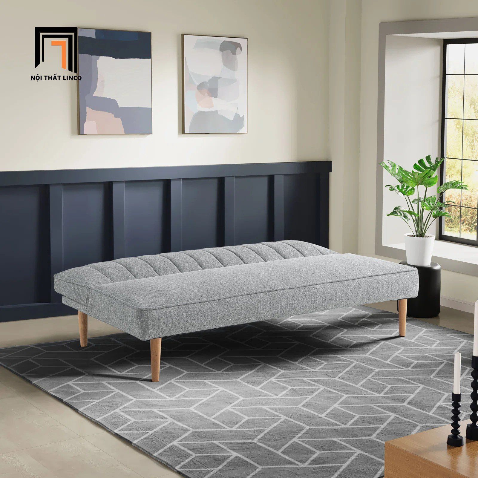  Ghế sofa giường tựa lưng chia múi GB70 Clisson 1m7 màu xám 