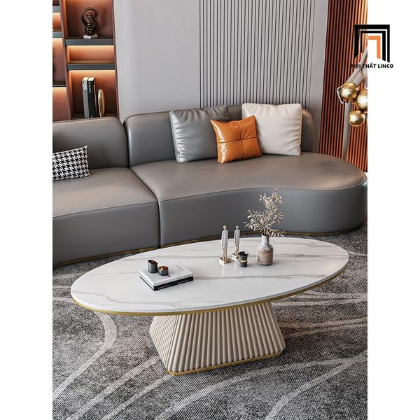 bàn sofa mặt đá oval sang trọng
