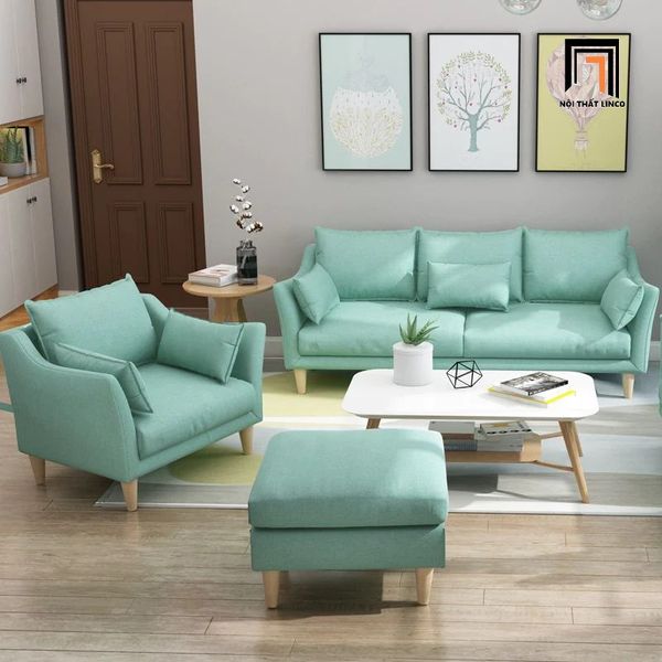 bộ ghế sofa gia đình màu xanh ngọc