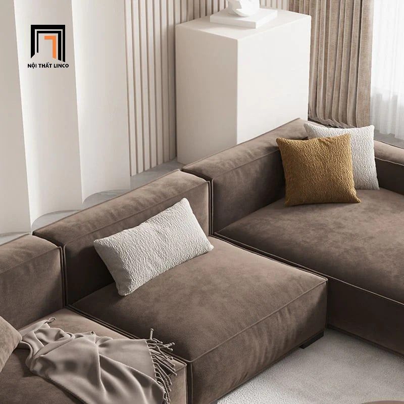 Ghế sofa băng vải nỉ màu nâu đậm BT261 Plainview dài 2m4 